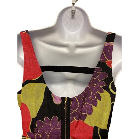 Anthropologie Leifsdottir Black Purple Floral Winter Peony Sheath Casual Dress S - Picture 6 of 12